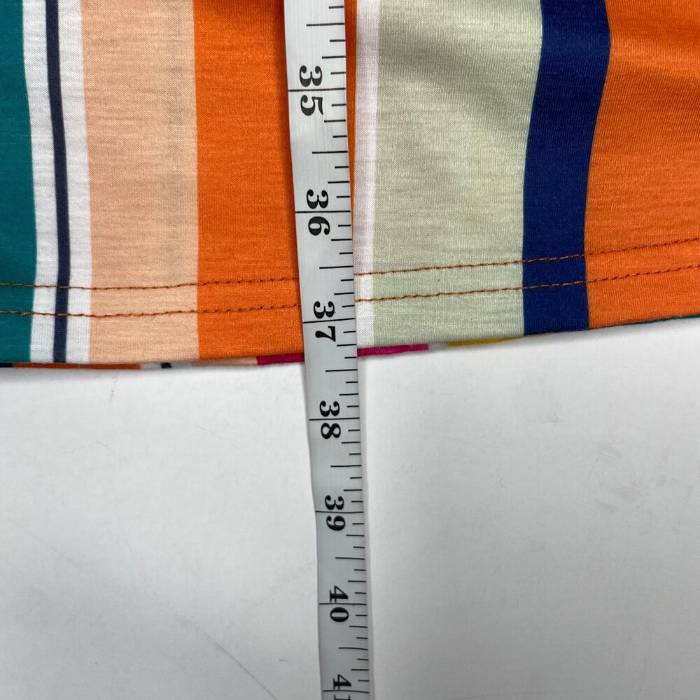 Cotton ModCloth Retro Rainbow Stripe Tie-Front Cutout Midi Dress Sundress L - Picture 9 of 13